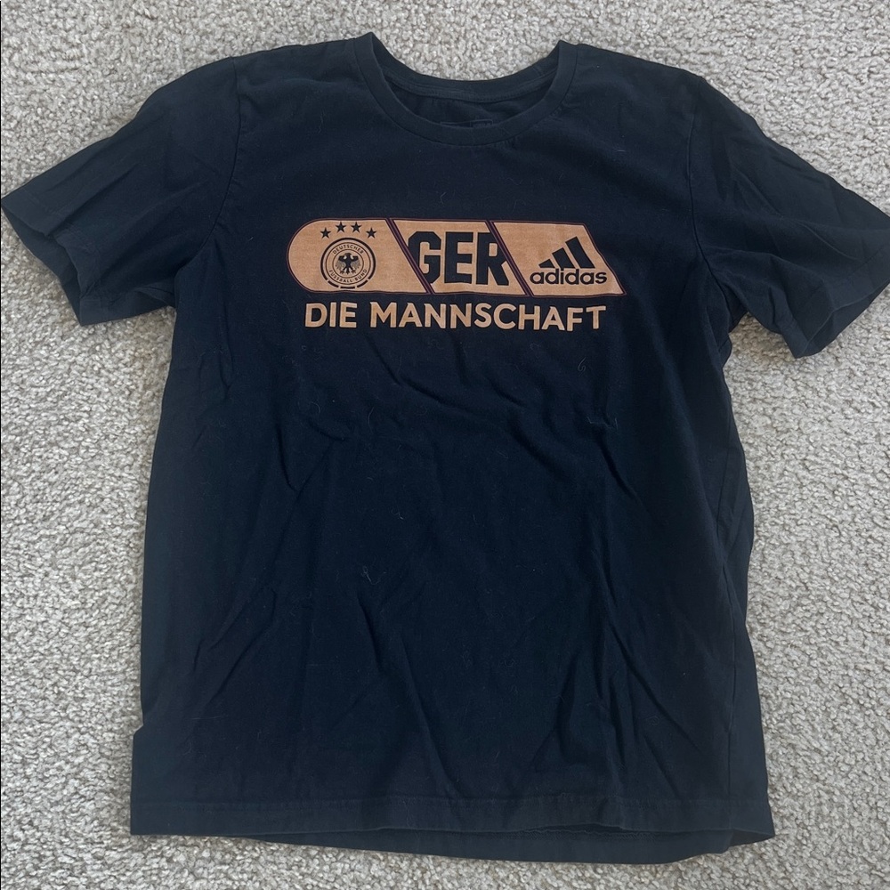 Adidas Germany Black and Gold Graphic Tee for Men